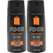Axe Gold Citron Body Sprays Cool Citrus and White Woods Scent, 4 oz