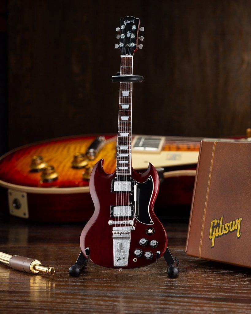 AXE HEAVEN Gibson 1964 SG Standard Cherry Miniature Guitar with Stand, 10 Inch