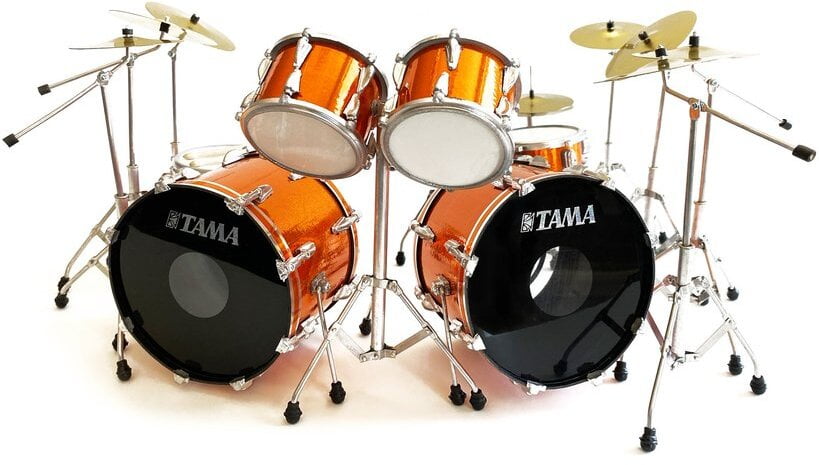 Axe Heaven Lars Ulrich Metallica Tama Magnetic Orange Mini Drum Kit Replica Collectible