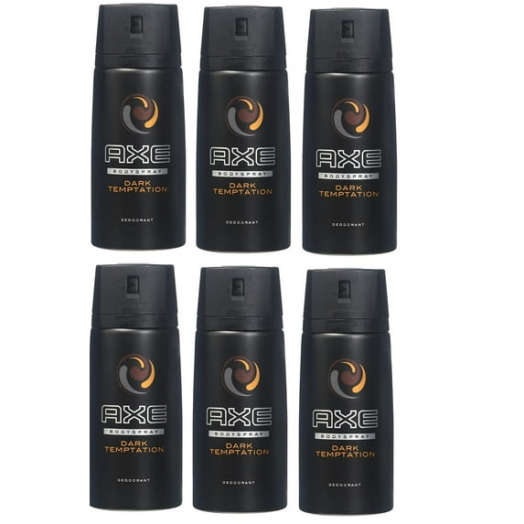 Axe Mens Deodorant, Body Spray, Dark Temptation, Fragrance, 150ml, 5.07oz, 6 Pack