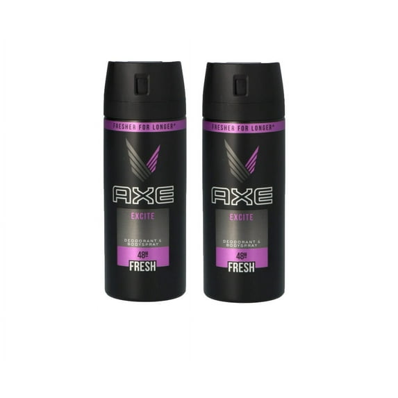 Axe Men’s Deodorant Body Spray, Excite, 150 ml (5.07 oz), 2-Pack
