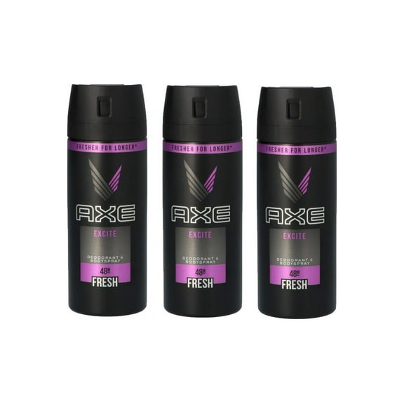 Axe Mens Deodorant, Body Spray, Excite, Fragrance, 150ml, 5.07oz, 3 Pack