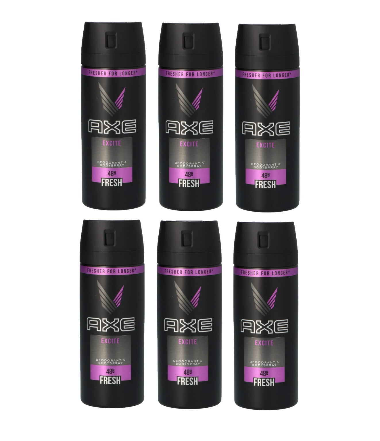 Axe Mens Deodorant, Body Spray, Excite,  Fragrance, 150ml, 5.07oz, 6 Pack