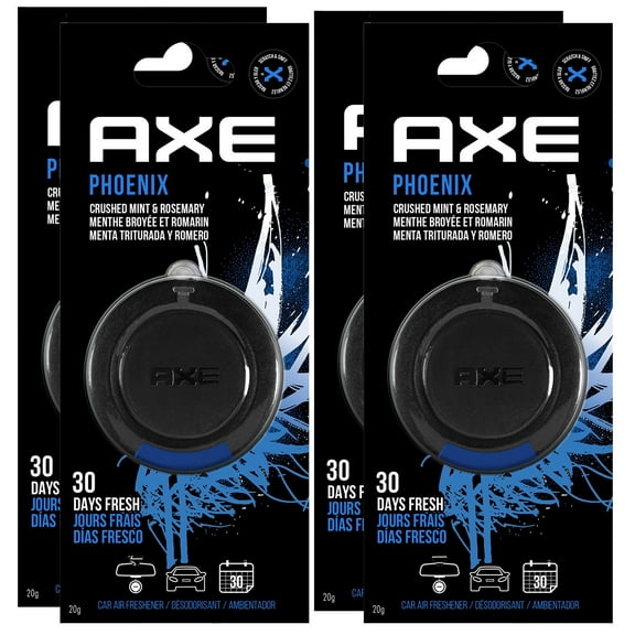 Axe Phoenix Hanging 3D Disc Car Air Freshener, Odor Eliminator for Strong Odor Car Air Fresheners Hanging for Your Car, 4 Packs