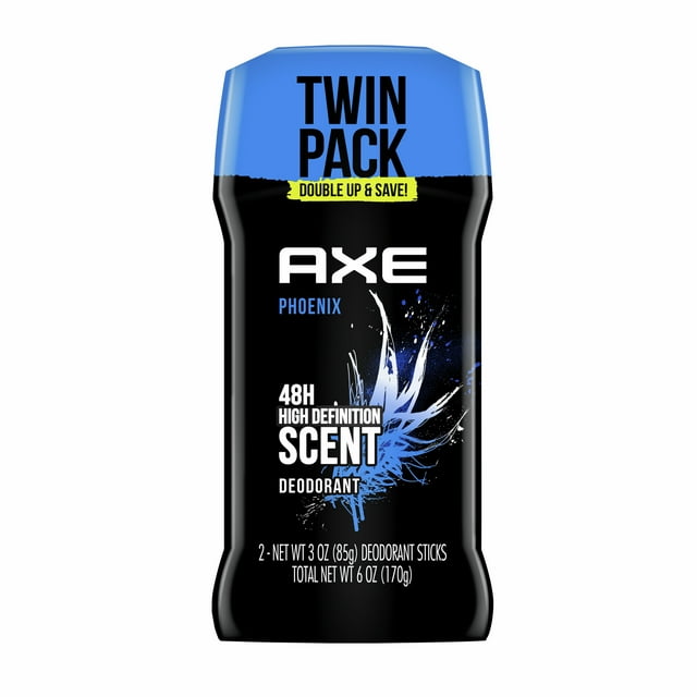 Axe Phoenix Long Lasting Deodorant Stick Twin Pack, Crushed Mint and Rosemary, 3 oz