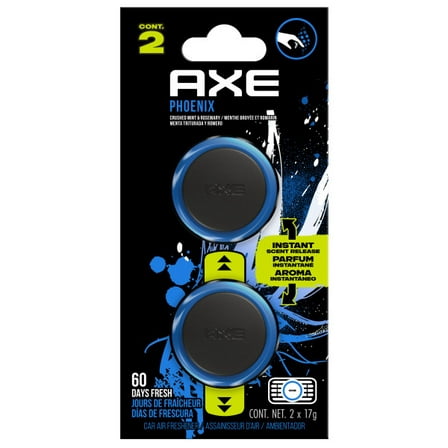 AXE Mini Vent Clip Car Air Freshener (Phoenix Scent, 2 Pack)