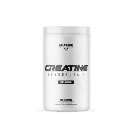 Axe & Sledge Basics Creatine | Unflavored, Enhances Strength & Performance, Increases Lean Body Mass | Pure Creatine Monohydrate, No Fillers or Artificial Substances | 100 Servings