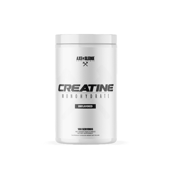 Axe & Sledge Basics Creatine | Unflavored, Enhances Strength & Performance, Increases Lean Body Mass | Pure Creatine Monohydrate, No Fillers or Artificial Substances | 100 Servings