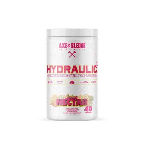Axe & Sledge Hydraulic Stim-Free Pre-Workout Powder for Men & Women | Performance, Stamina, Focus, Pumps | L-Citrulline, Beta Alanine, Creatine, Caffeine-Free, Juicy Nectar