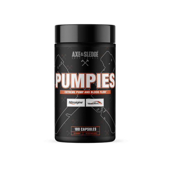 Axe & Sledge PUMPIES Nitric Oxide Booster | Supports Muscle Pumps, Blood Flow, Vascularity & Performance | 100 Capsules, 20 Servings