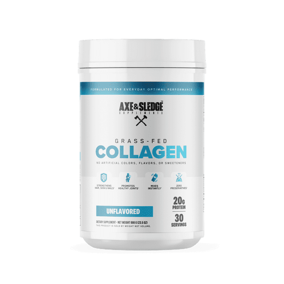 Axe & Sledge Pure Hydrolyzed Collagen Powder, Gluten Free, Keto and Paleo Friendly, Grass Fed, Unflavored, Non GMO, 1.46 Lbs