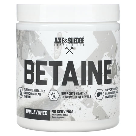 Axe & Sledge Supplements Basics, Betaine, Unflavored, 3.53 oz (100 g)