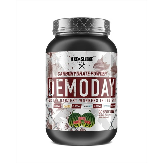 Axe & Sledge Supplements Demo Day Intra-Workout Carbohydrate Powder with Cluster Dextrin, Carb10, Hydromax, & Palatinose, Enhances Performance and Pumps, 30 Servings (Big Melons)