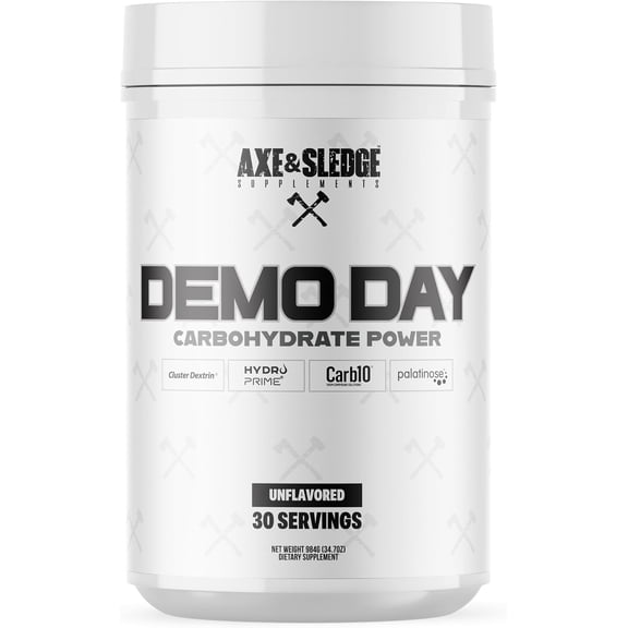 Axe & Sledge Supplements Demo Day Intra-Workout Carbohydrate Powder with Cluster Dextrin, Carb10, Hydromax, & Palatinose, Enhances Performance and Pumps, 30 Servings (Unflavored)