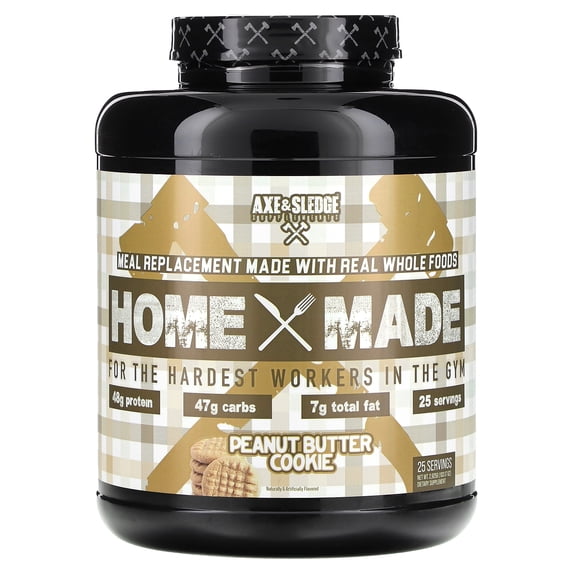 Axe & Sledge Supplements Home Made, Meal Replacement, Peanut Butter Cookie, 103.17 oz (2,925 g)