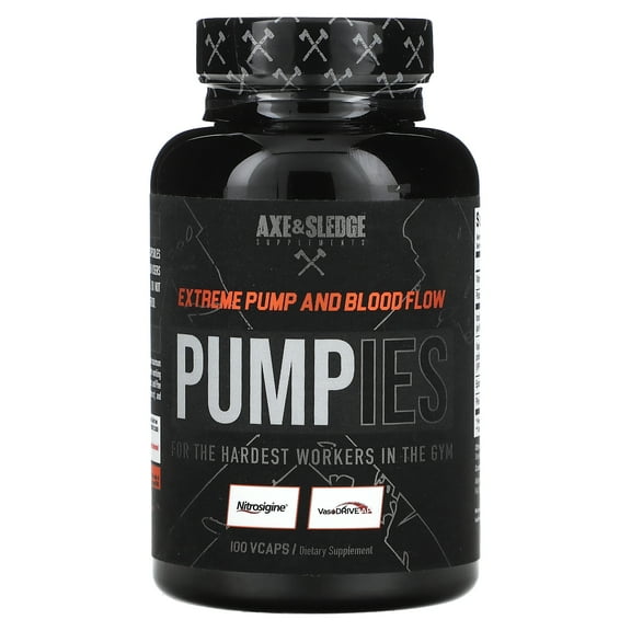 Axe & Sledge Supplements Pumpies, Extreme Pump And Blood Flow, 100 Vcaps