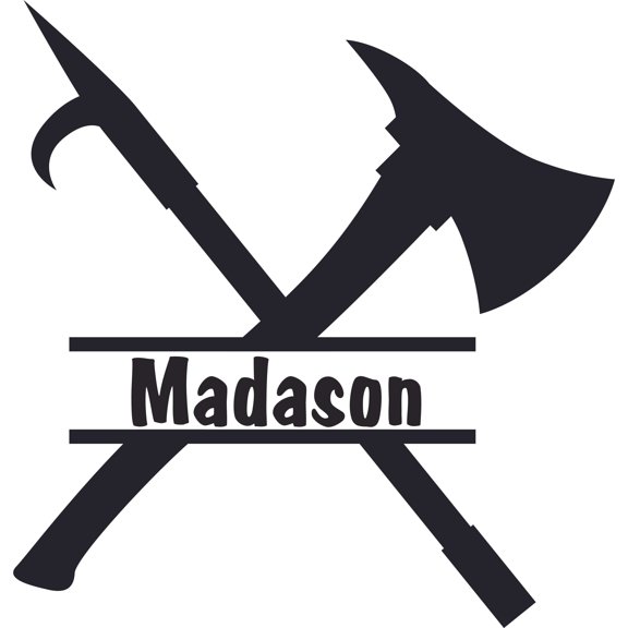 Axe and Spear Logo Weapon Firefighter Customized Wall Decal - Custom Vinyl Wall Art - Personalized Name - Baby Girls Boys Kids Bedroom Wall Decal Room Decor Wall Stickers Decoration Size (40x40 inch)