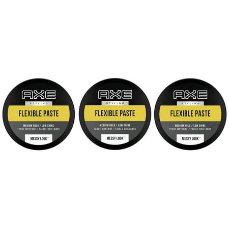 Axe Styling Messy Look Medium Hold Low Shine Flexible Hair Paste, 2.64 oz, 3 Pack