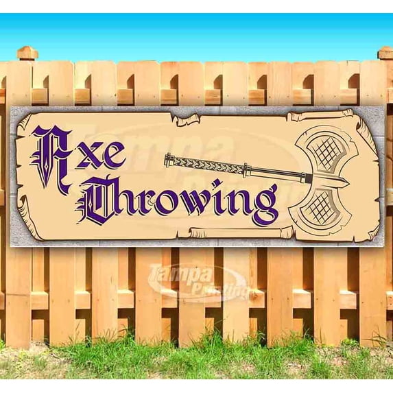 Axe Throwing 13 oz Vinyl Banner With Metal Grommets