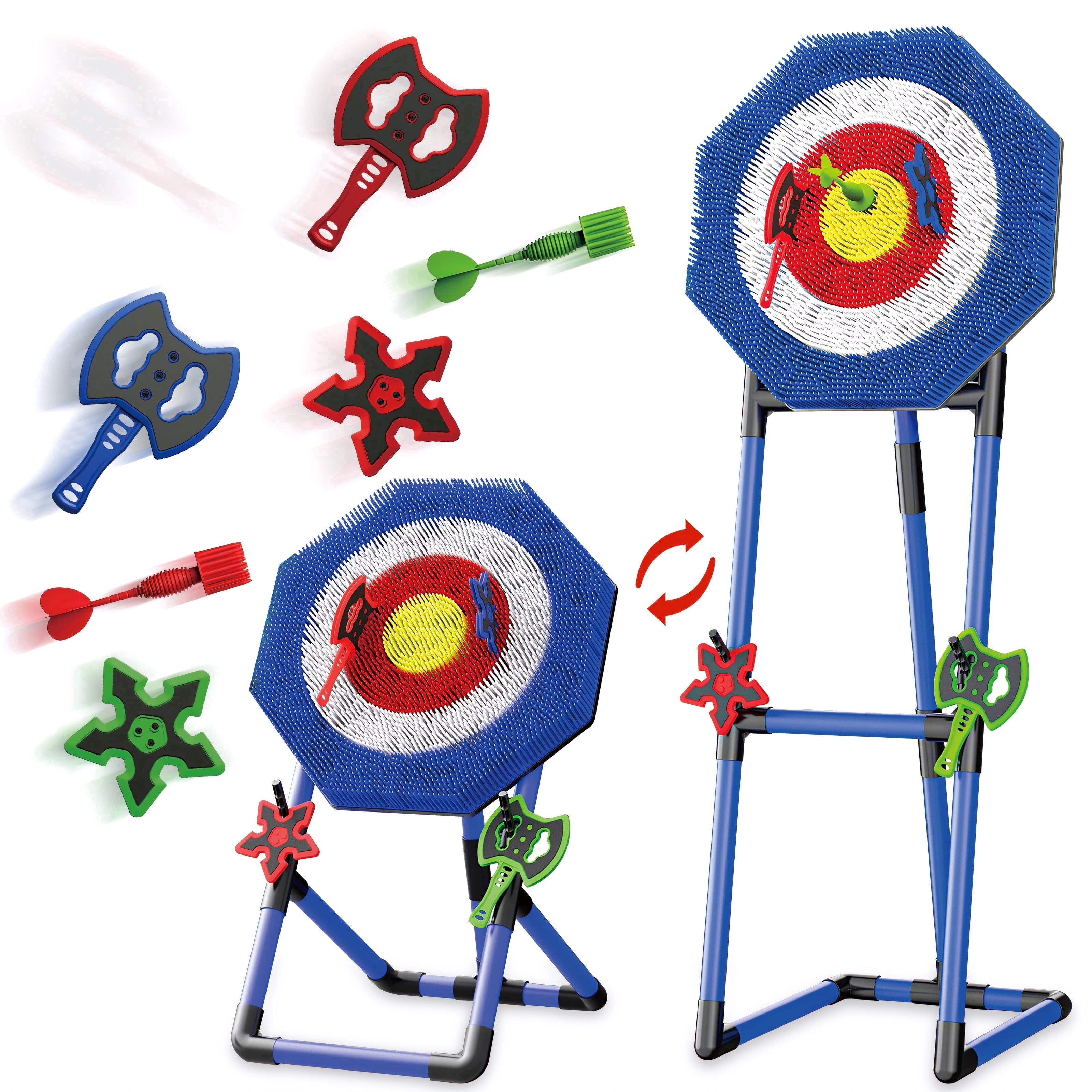 Plustopoy Axe Throwing Target Set with 3 Axes, 3 Star Darts and 2 Darts, Portable Backyard Games for Adults and Family, Indoor Outdoor Games
