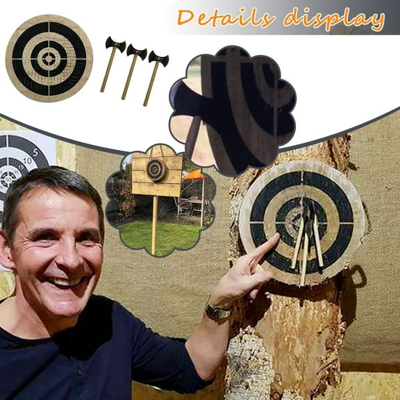 Axe Throwing Target Set with Wooden Target Board and 3 Durable Axes, Perfect for Indoor & Outdoor Fun Activities
