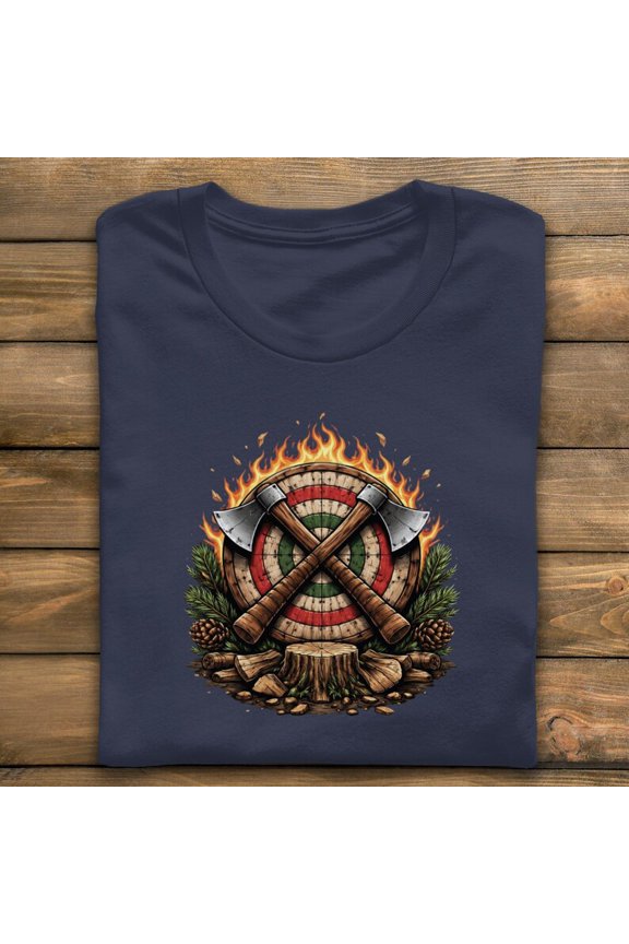 Axe Throwing Target T-Shirt, Lumberjack Wood Chopping Graphic Tee, Rustic Outdoor Adventure Camping Shirt, Forest Life Unisex T-Shirt