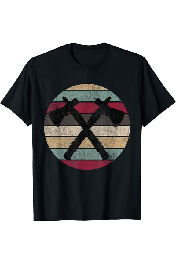 Axe Throwing Tshirt Vintage Retro Hatchet Design T-ShirtMen and women, Black T-shirt, size: Extra large