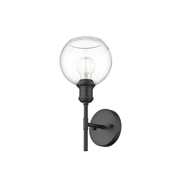 Wry Lighting Axel 1-light Wall Sconce in Matte Black and Globe Clear ...