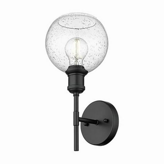 Wry Lighting Axel 1-light Wall Sconce in Matte Black and Globe Seeded Glass