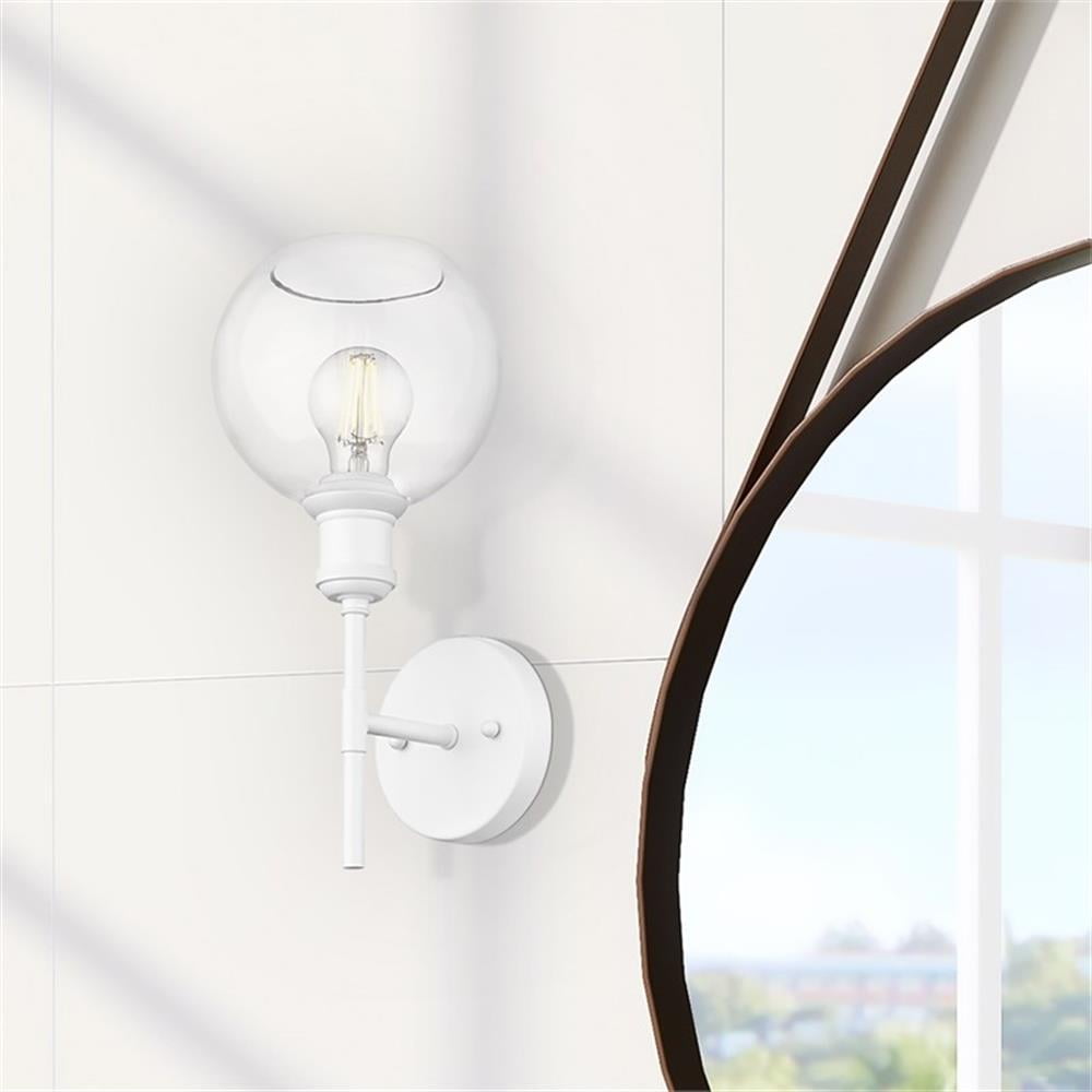Axel Matte White and Clear Glass Globe Wall Sconce