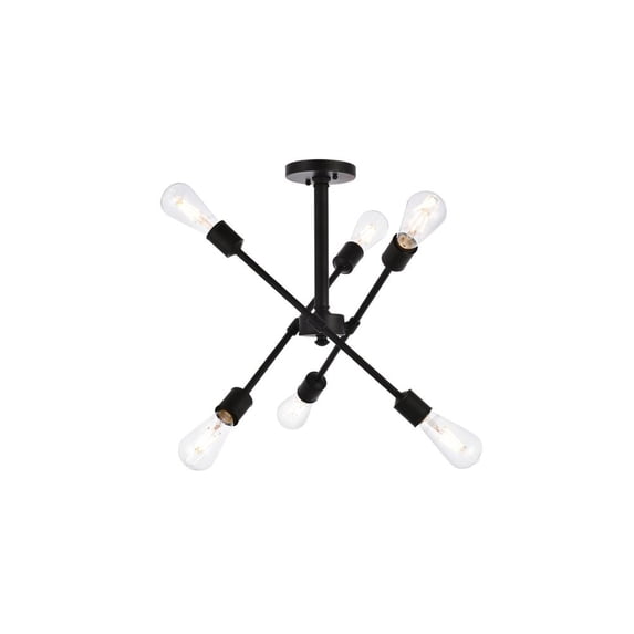 Axel 6 lights black flushmount