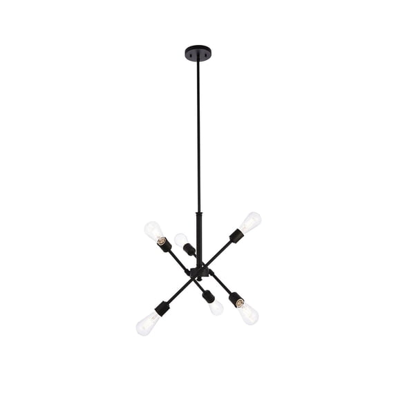 Axel 6 lights black pendant with hanging rod