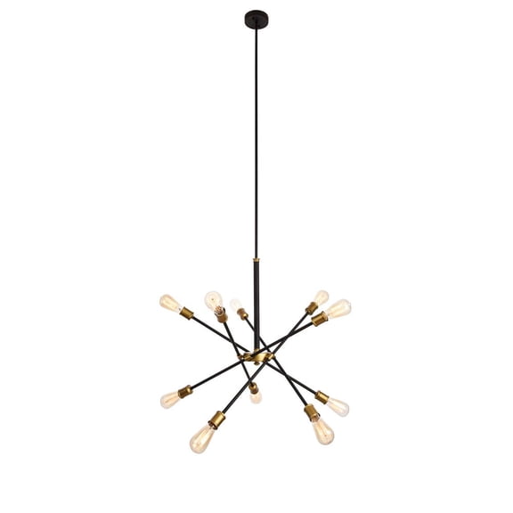 Axel Collection Chandelier D27.2 H32.5 Lt:10 Black and Brass Finish