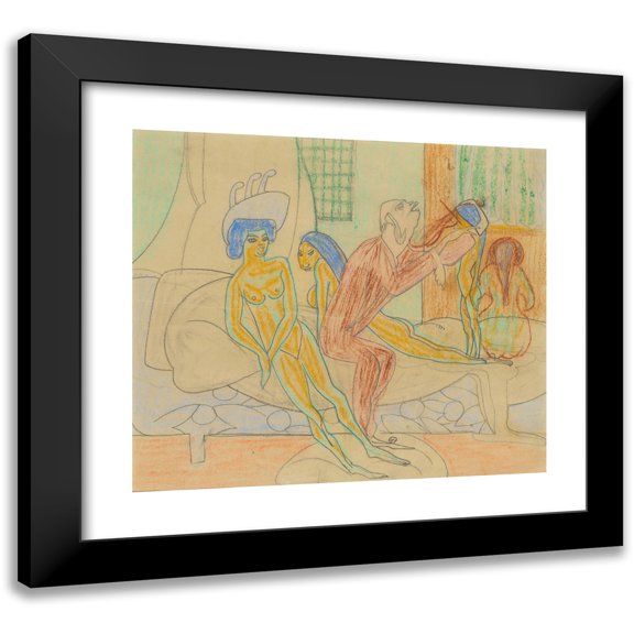 Axel Törneman 22x20 Black Modern Framed Museum Art Print Titled - Brothel Scene