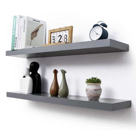 Axeman 36 Inch Solid Wood Wall Shelves Set of 2, Modern Floating Shelves for Wall Storage