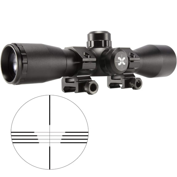 Axeon Optics 4x32 Air Archery Scope, Ballistic Reticle, 1" Tube, Weaver Rings