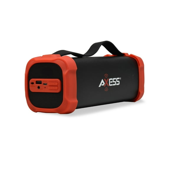 Bluetooth Speaker with USB, Built-In 3.5mm Line-In Jack Rechargeable Battery and Subwoofer Red. Axess SPBT1073 Portable Indoor/Outdoor Bluetooth Speaker