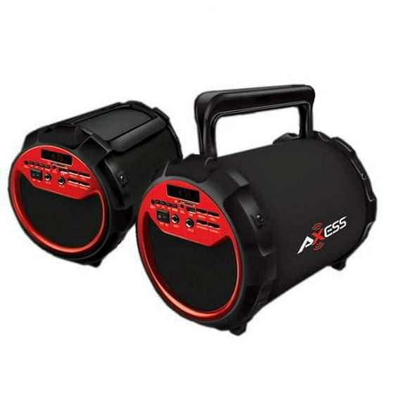 Axess Portable Bluetooth 2.1 Hi-Fi Loud Speaker w/Mic., SD,USB,AUX And FM, 6.5" Sub.-Red