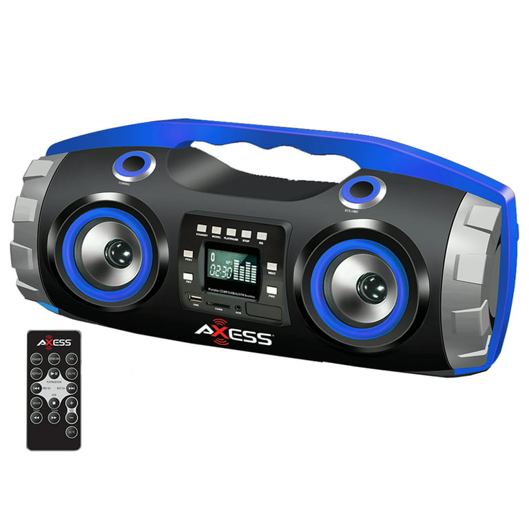 Axess Portable Bluetooth FM Radio / CD/MP3/USB/SD Boombox with Heavy Bass  PBBT2709 BLUE