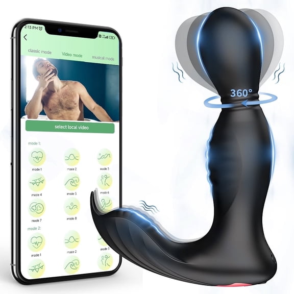 Axfly Anal Vibrator for Men APP Control Male Vibrating Butt Plug Toys 360 Rotatable Head Prostate Massager Anal Plug