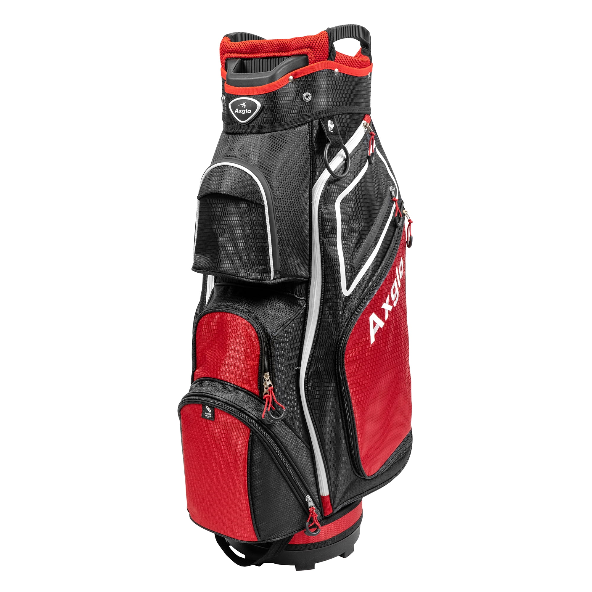 Axglo A211 Lightweight Golf Cart Bag | 15 Full-Length Dividers with Putter Well - Red/Black