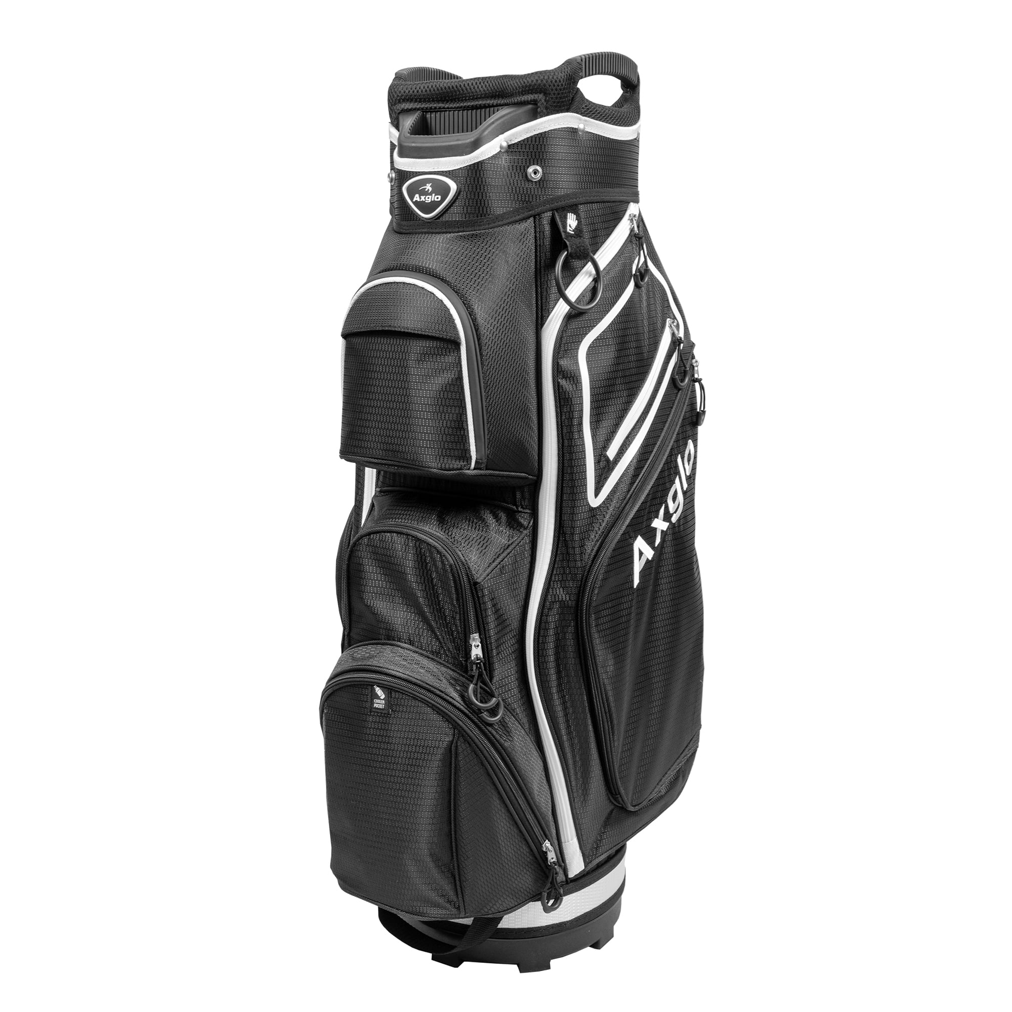 Axglo A211 Lightweight Golf Cart Bag | 15 Full-Length Dividers with Putter Well - White/Black