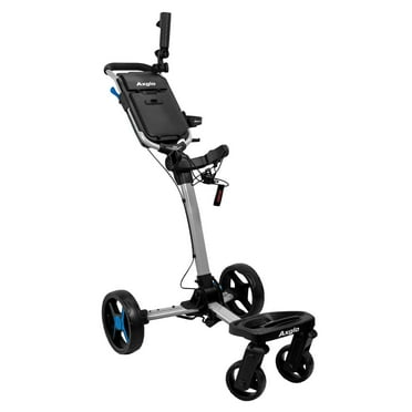Axglo FlipNGo Pro Golf Push Cart - 4-Wheel - Patented 1-Step Folding System - Silver/Blue