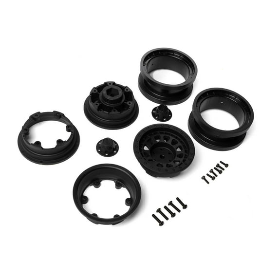 Axial 1/6 Black Rhino Primm Beadlock Front/Rear 2.9" 12mm Crawler Wheels 2 Black AXI45001 RC Tire