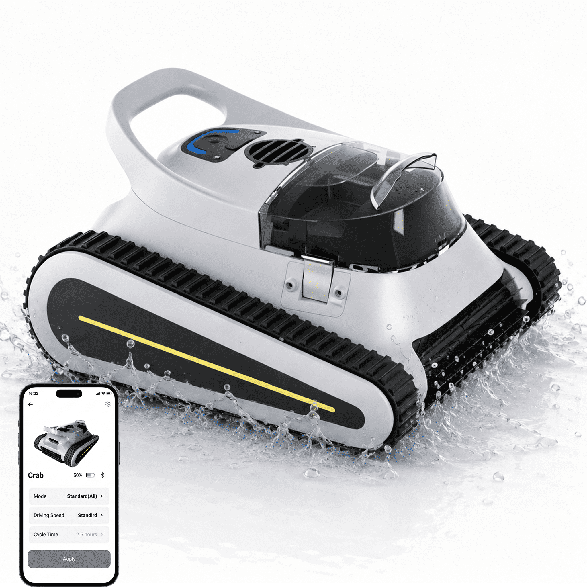 Axidou Cordless Robotic Pool Vacuum, 5000 GPH, 180W Brushless Motor, App Control, Wall and Waterline Cleaning, Auto Parking, 3-Hour Runtime