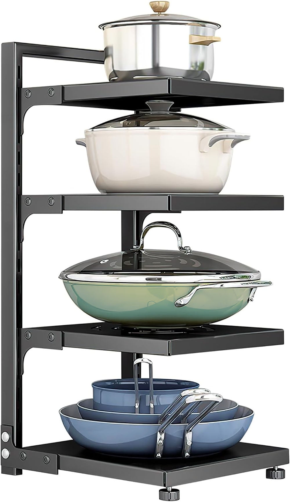 Axidou Pots and Pans Organizer for 4 Tier Adjustable Pot and