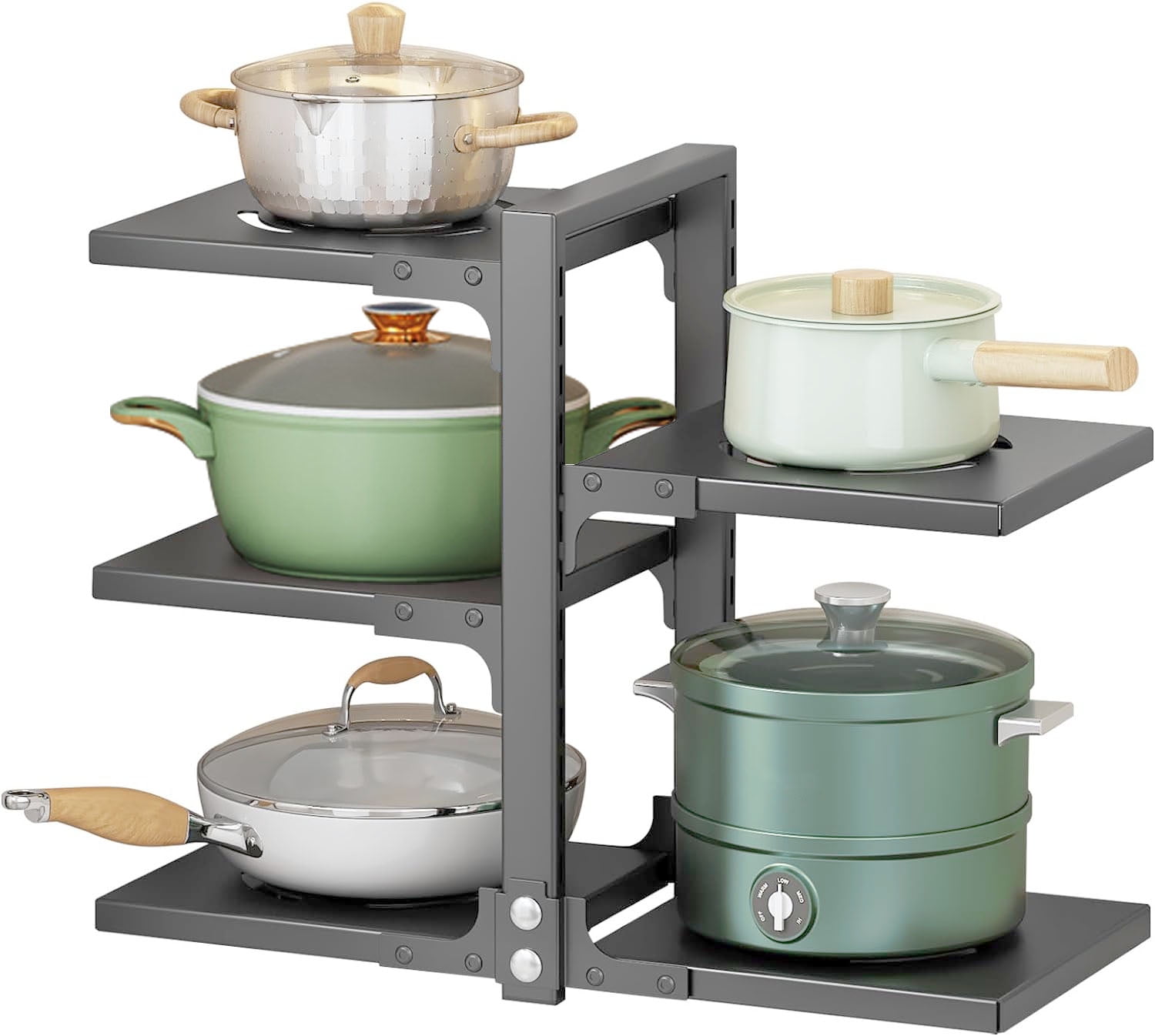 Axidou Pots and Pans Organizer for 5 Tier Adjustable Pot and