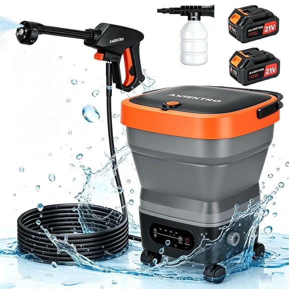 Axientro Portable Cordless Power Washer with 4.2Gal Water Tank 10FT Hose, Max 750PSI 2x4.0Ah Battery,6-in-1 Nozzle for Car, Patio, Camping, Pet