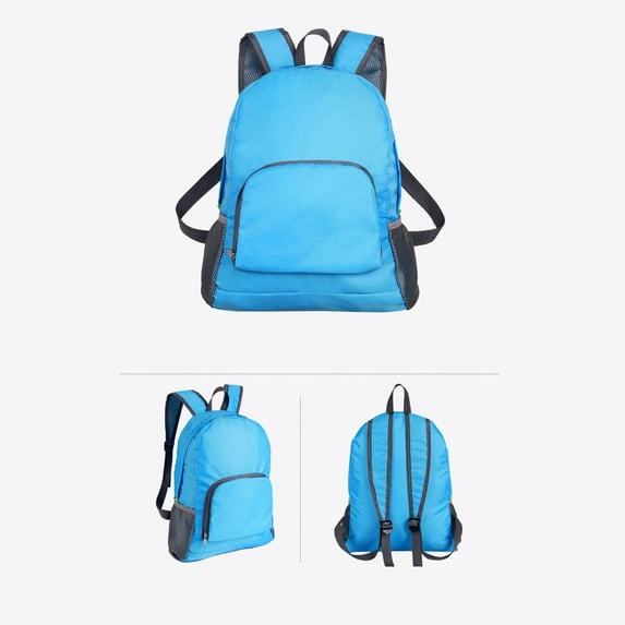 Axiiglly 16" Foldable Backpack Lightweight Travel Bag for Women Men Bright Color Carry On Personal Item Travel Bag for Outdoor Gym School, Blue