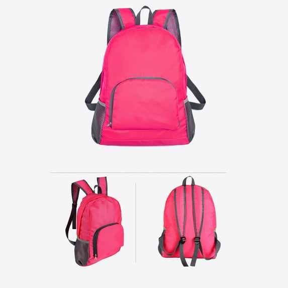 Axiiglly 16" Foldable Backpack Lightweight Travel Bag for Women Men Bright Color Carry On Personal Item Travel Bag for Outdoor Gym School, Pink